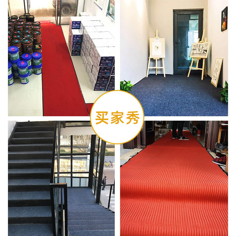 Full Roll Wholesale Double Striped Red Carpet Corridor Aisle Door Covered with Hotel and Hotel Floor Mat Absorbent Non-Slip Floor Mat