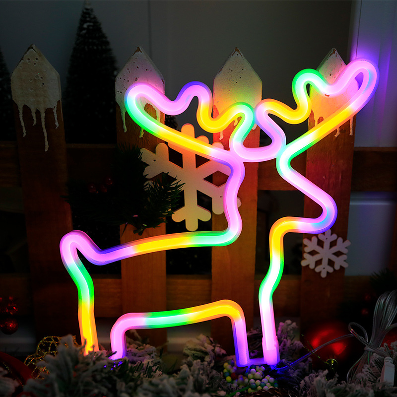 Christmas LED Neon Lights Festival Neon Colored Lights Ins Modeling Lights Internet Celebrity Luminous Atmosphere Decoration Small Night Lamp Wholesale