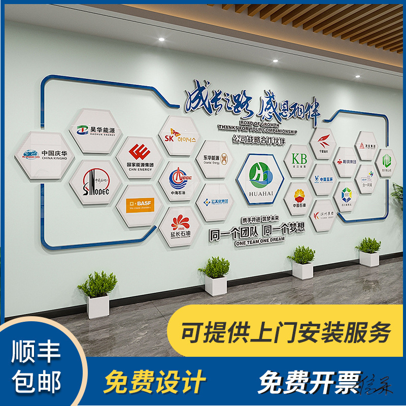 教师简介风采展示墙宣传合作伙伴墙员工公司战略共赢3d墙贴装饰