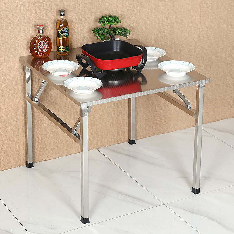 stainless steel folding workbench household kitchen dining table night market floor push stall table portable outdoor table console