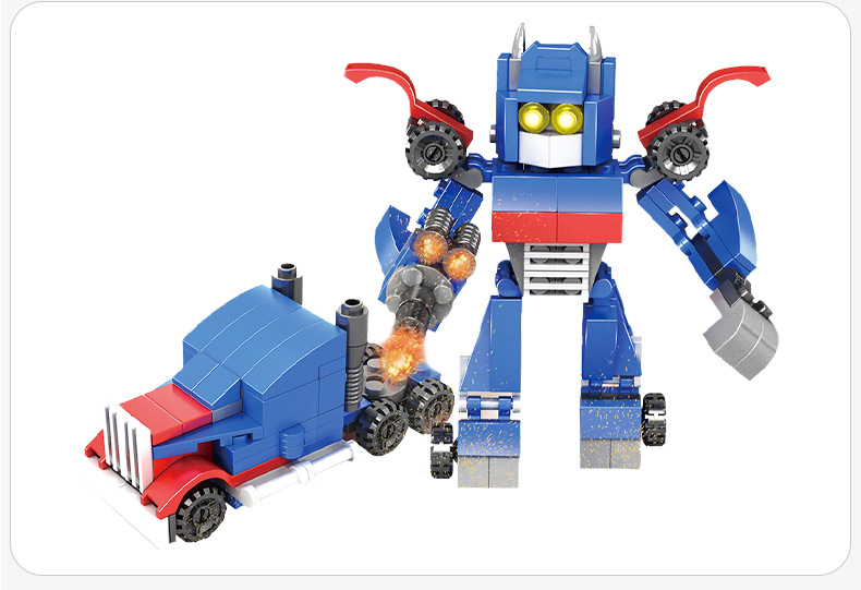 兼容乐高小颗粒儿童拼装变形战士4盒1机器人积木益智拼插玩具