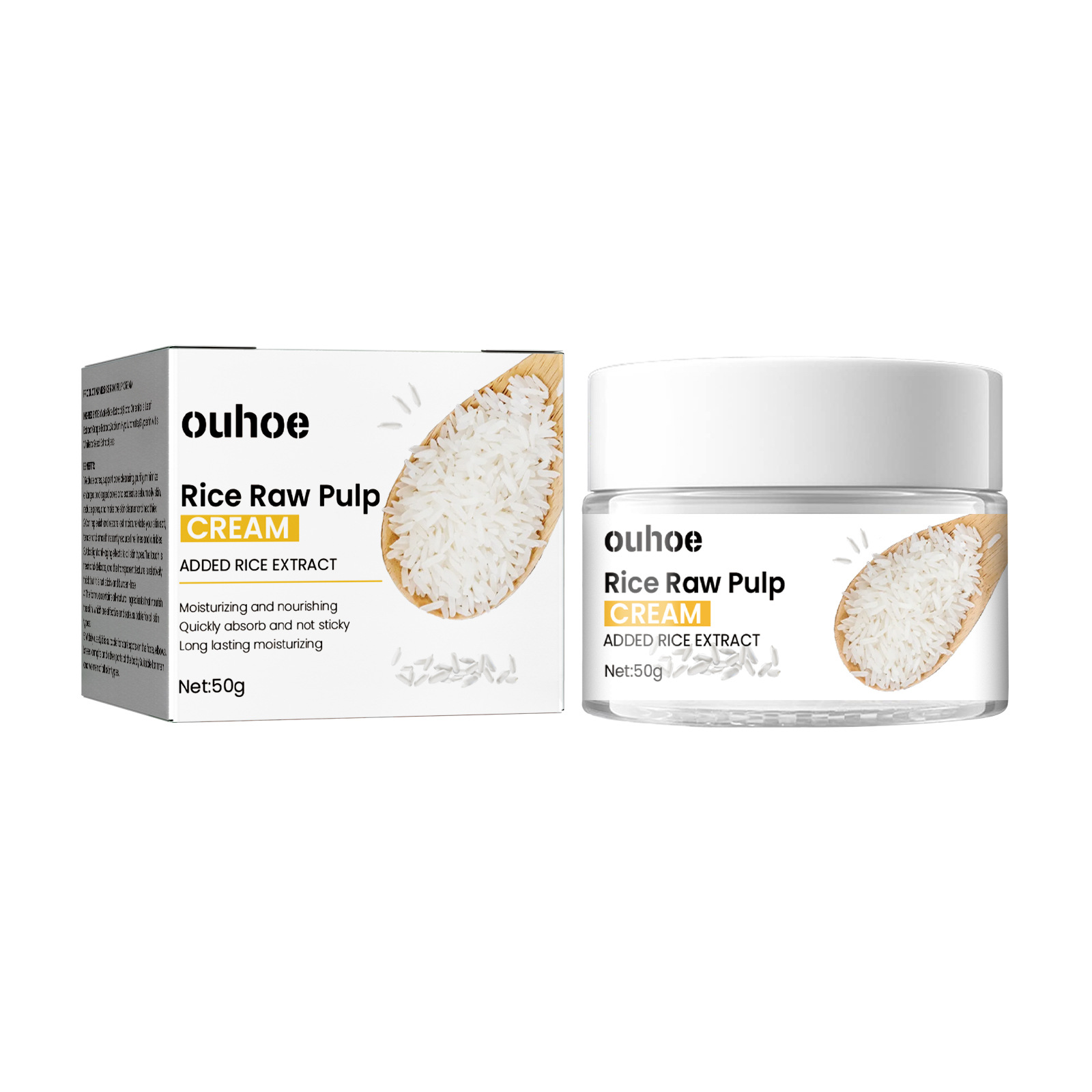 Ouhoe Rice Repair Cream Fade Facial Fine Lines Repair Skin Barrier Delicate Pores Moisturizing Cream