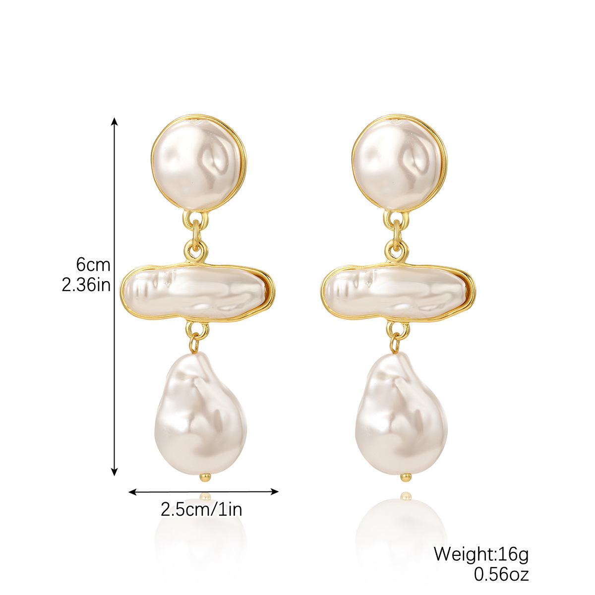 2023 New Thanksgiving Pearl Ornament Europe and America Cross Border Exaggerated Shaped Irregular Baroque Pearl Earrings