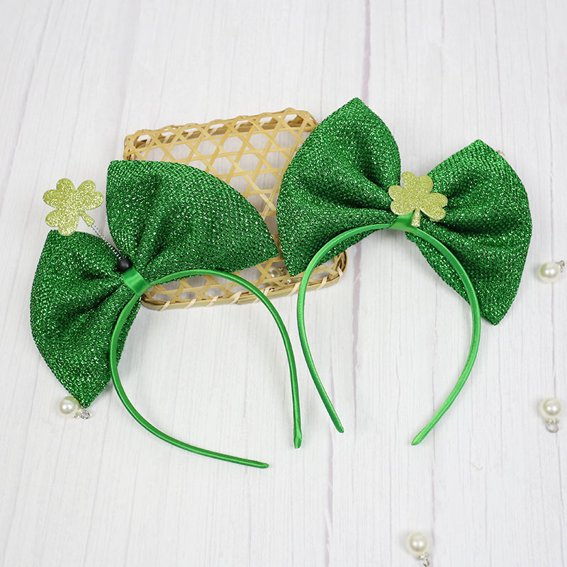 爱尔兰头箍头扣圣帕特里克节节日欢庆用品绿色三叶草发箍头饰061