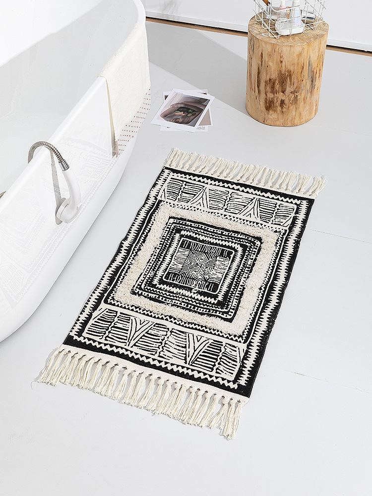 Nordic Handmade Tassel Floor Mat Living Room Bedroom Carpet Fabric Home Entrance Bathroom Bathroom Bedside Carpet