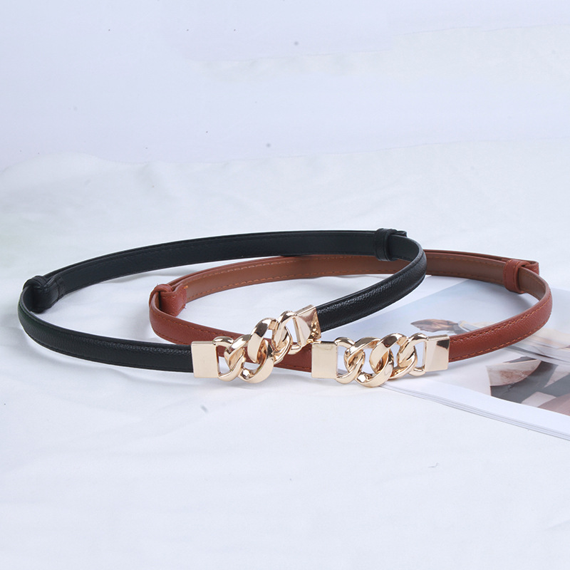 欧美街拍新款链条对扣可调节女士伸缩时装腰带时尚文艺百搭潮配
