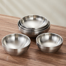 韩式双层防烫碗餐具不锈钢ins风拌饭碗大号汤碗拉面碗冷面碗家用