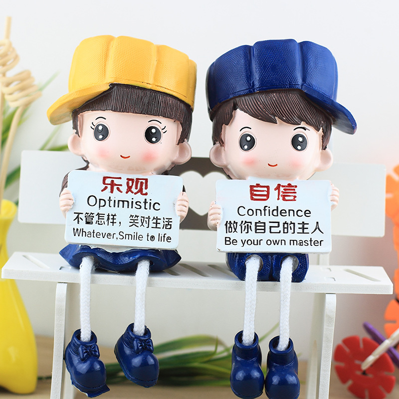 新款 家居儿童励志玩具娃娃情侣摆件工艺品客厅房间卧室酒柜桌面