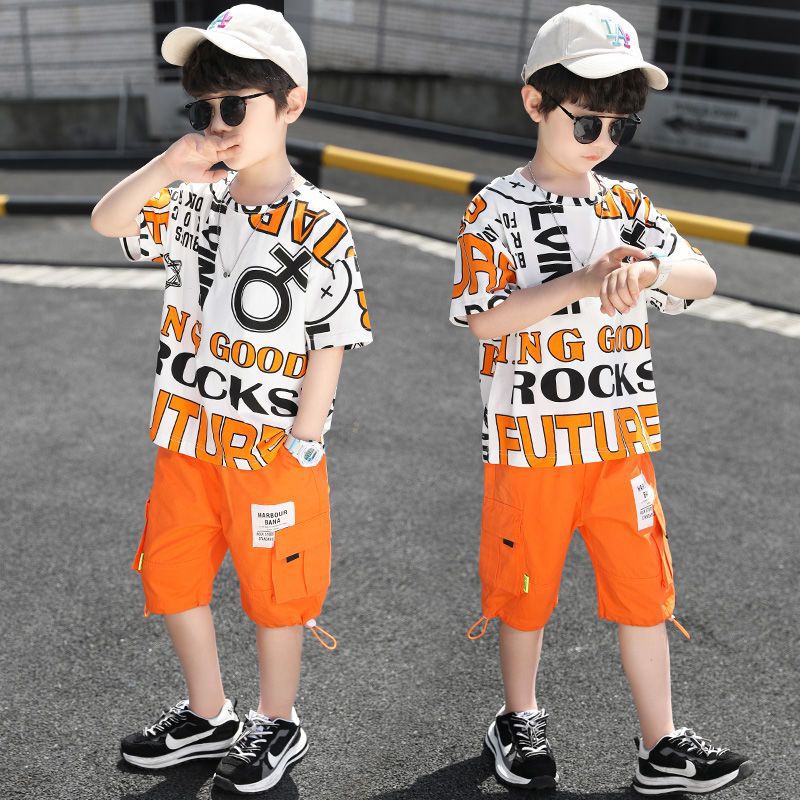 男童夏装套装2024新款儿童男孩8夏季9短袖10中大童11洋气12岁衣服