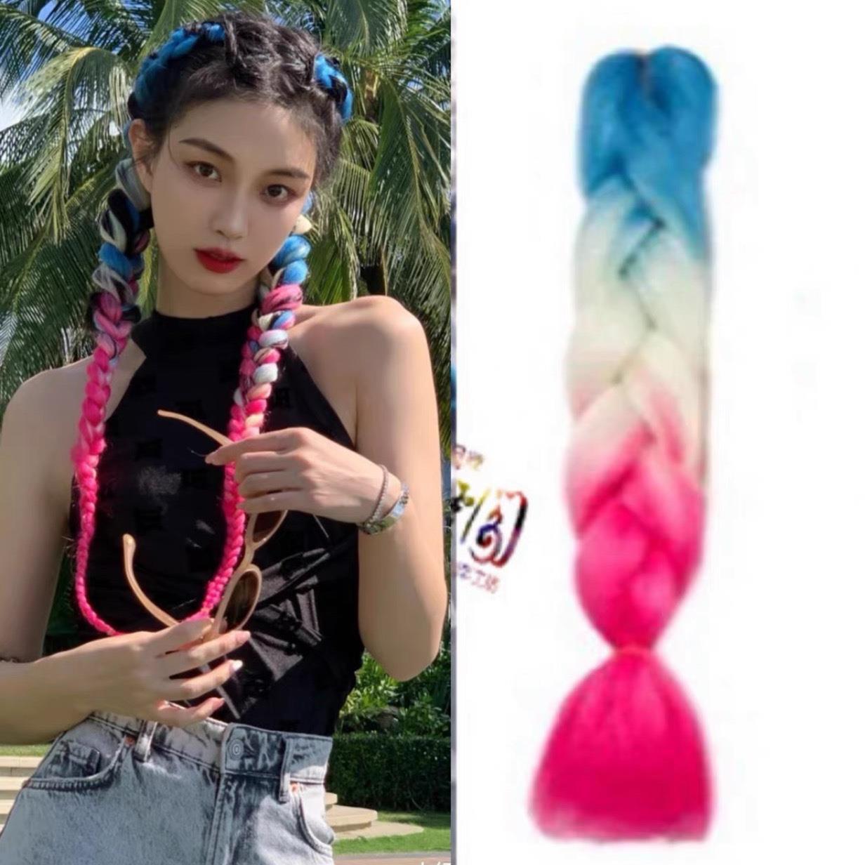 时尚小辫子渐变编发绳个性嘻哈小脏辫挑染辫子假发彩带发饰头绳潮