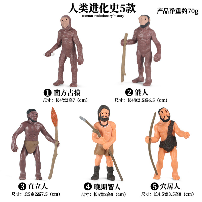 儿童科教认知玩具人类进化史原始人猿人部落野人模型沙盘场景摆件
