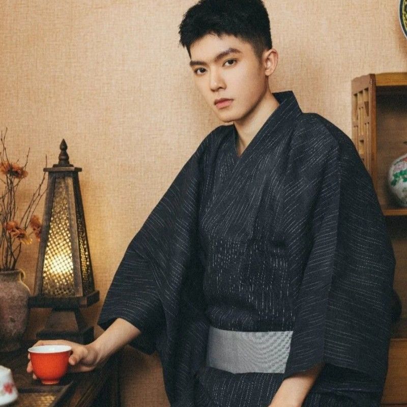 浴衣日式和风男泡澡武士服瑕疵长款日剧本杀长袍写真摄影服装