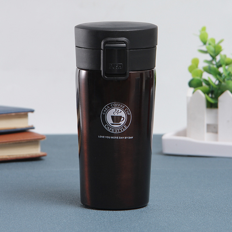 New Stainless Steel Coffee Cup Bouncing Vacuum Cup Car Portable Water Cup Office Commercial Cup Manufacturer Logo