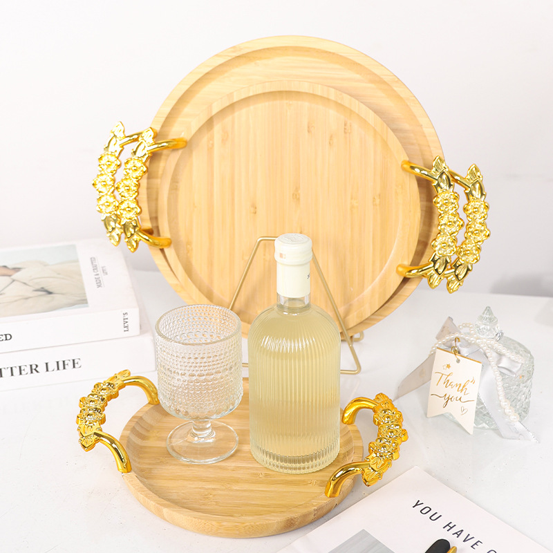 wooden tray with handle plate fruit plate bread plate dessert tea tray simple style living room water cup storage decorative tray