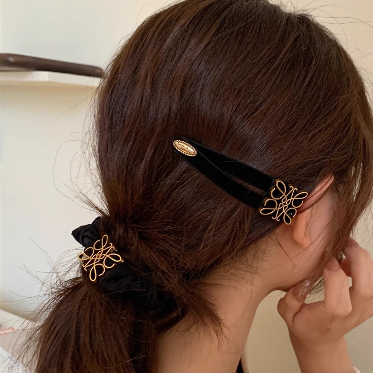 High-Grade Versatile Black Headband Summer French Elegance Hair Band Female Ponytail Bun Rubber Band Hair Accessories