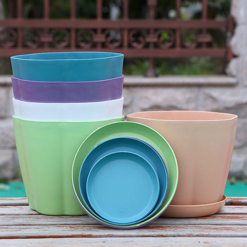 加仑的花盆塑料花盆绿萝圆形特大号吊兰个性加厚家用花盆带托盘