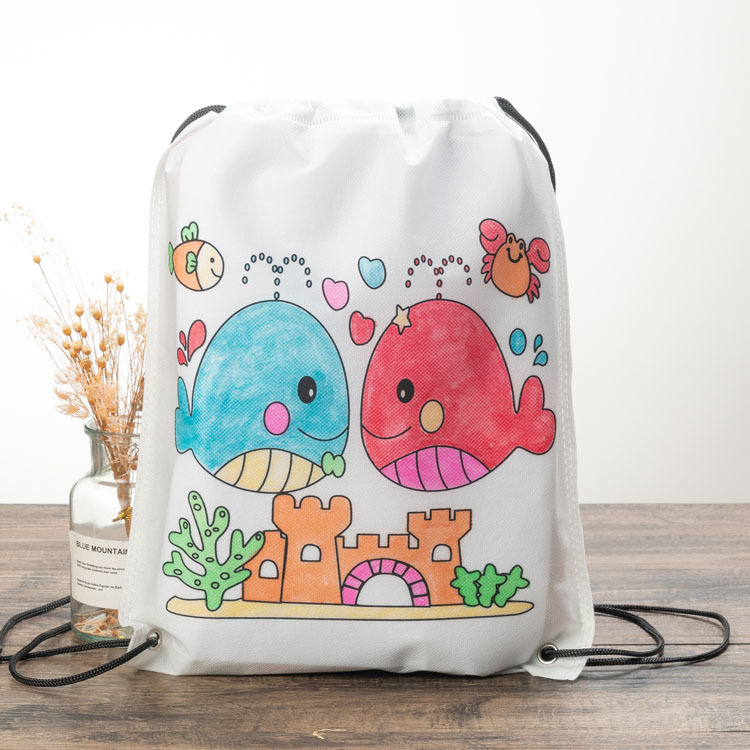 幼教diy环保袋涂鸦背袋包儿童手工制作涂色绘画材料填色玩具礼物