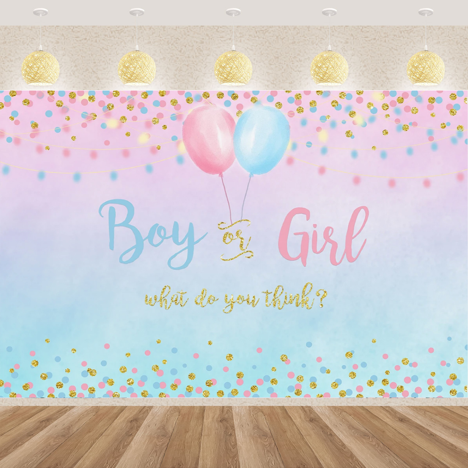 跨境亚马逊新款男孩女孩性别揭示主题拍照摄影背景布装饰横幅