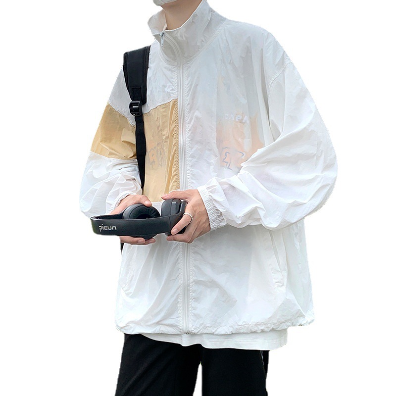 Summer Thin Sun Protection Clothing Fashion Brand Hong Kong Style Ins All-Match Fashion Men's Casual Ice Silk Breathable Skin Clothing Coat