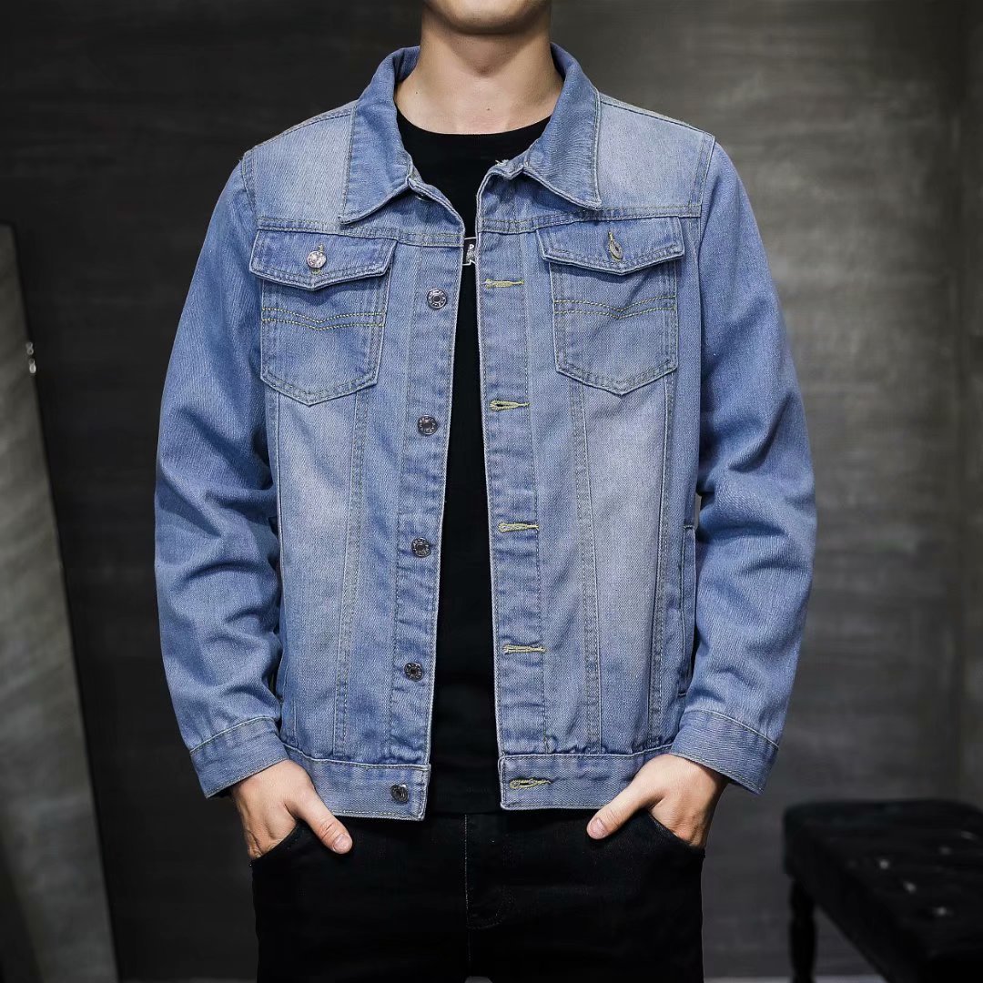 高质量牛仔衫男宽松韩版外套工地防晒防热耐磨电焊工装夹克劳保