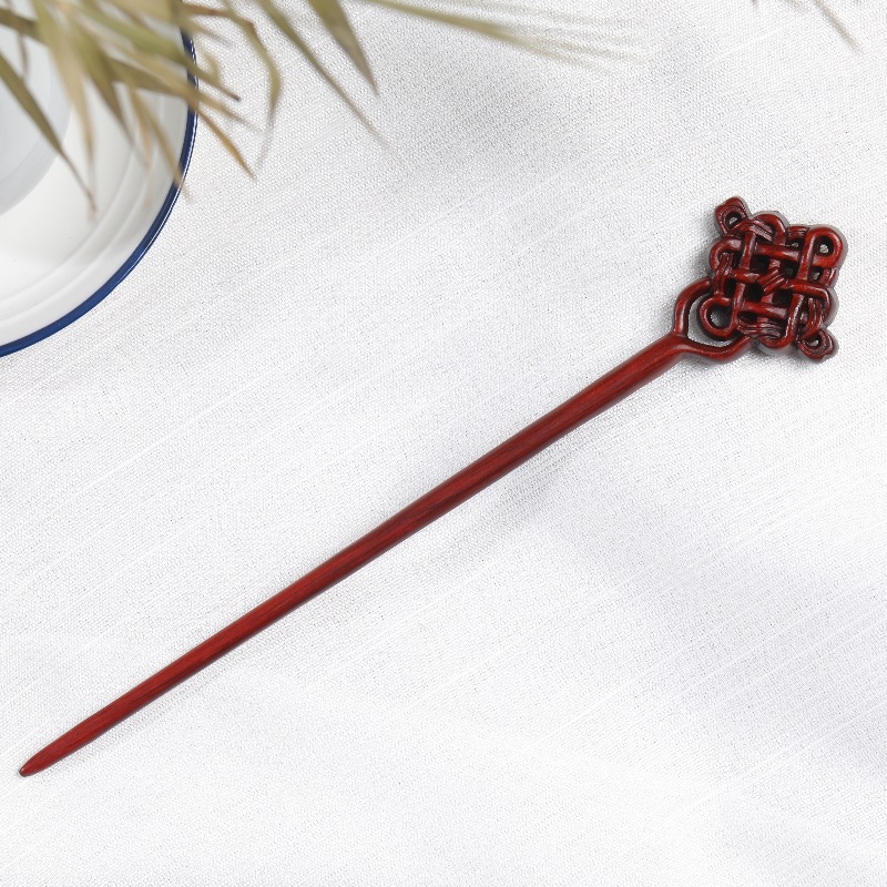 紫檀木手工发簪中国古风礼盒送礼物复古中国结簪子高级旗袍盘发钗