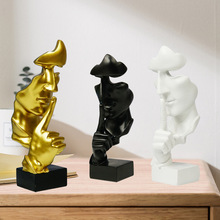 欧式树脂工艺品沉默是金抽象雕塑摆件客厅办公室桌面装饰品礼物