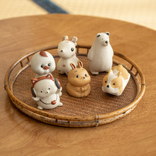 陶瓷生肖兔子茶宠可养茶盘茶桌小摆件茶具配件创意茶玩大白熊羊猫