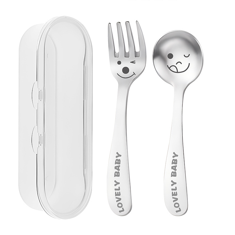 Factory Direct 304 Stainless Steel Children's Fork Short Handle Household Non-Hurt Mouth Fork Feeding Eating Spoon Tableware