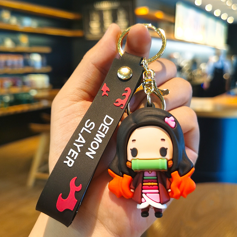 Cartoon Kimetsu No Yaiba Keychain Cute Doll Pendant Exquisite Car Key Ring Bag Key Chain Small Gift