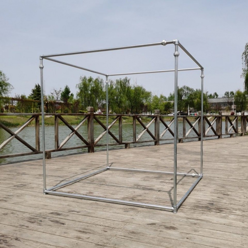 镀锌管晾衣架落地室外四方架家用简易阳台晒被子架加厚楼顶晒衣棚