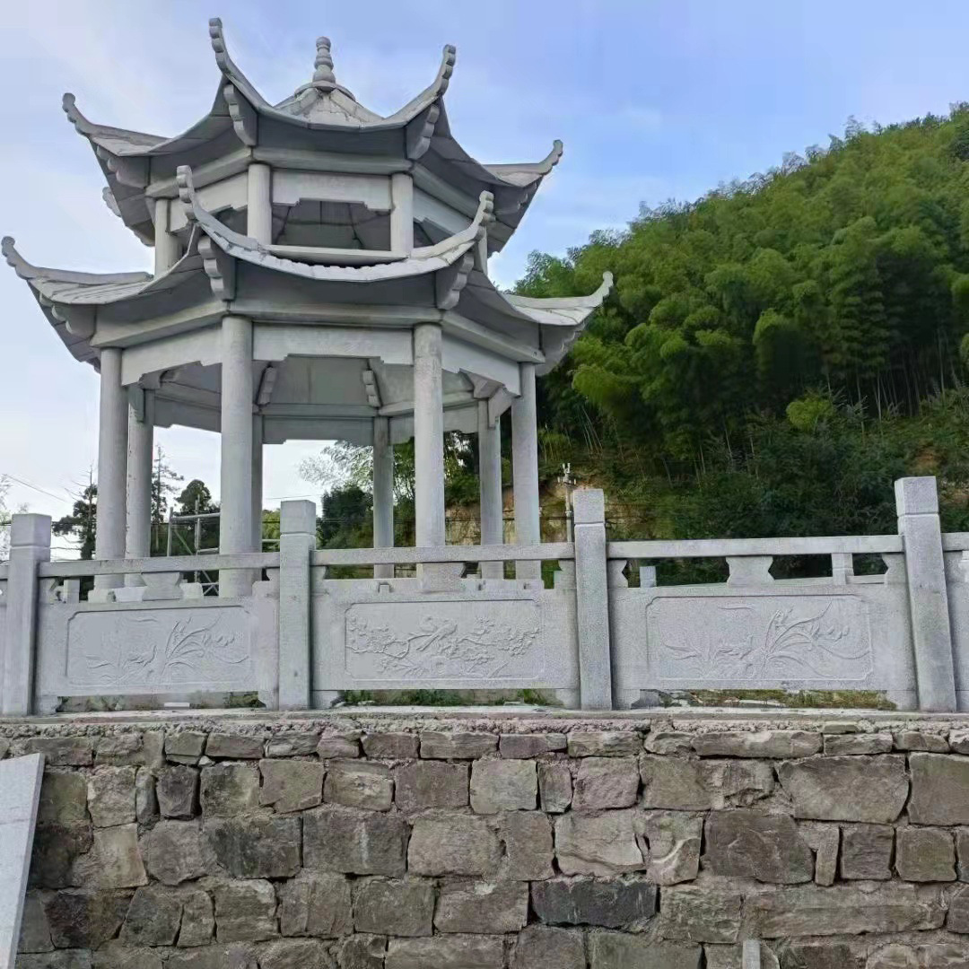 石雕凉亭厂家 大理石晚霞红石亭子公园石头亭子 石雕凉亭青石亭子