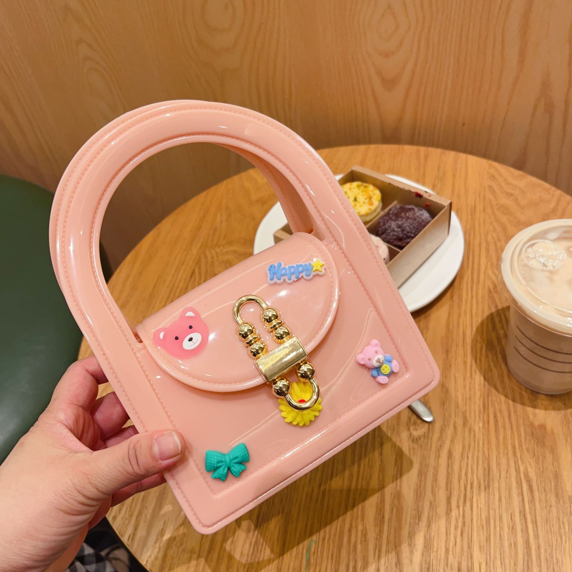 2024 New Applique Jelly Bag Mini Fashion Trendy Small Square Bag Simple Diy Shoulder Crossbody Chain Women's Bag