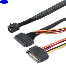 MINI SAS HD SFF-8643转SAS 8639带SATA 15P公Y型服务器连接线