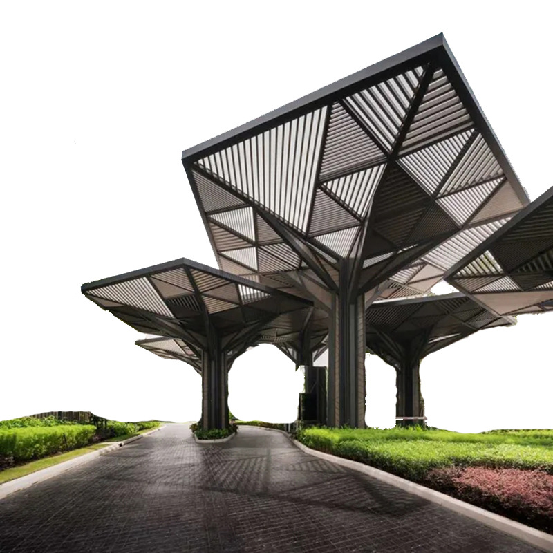 不锈钢廊架钢结构园林景观雕塑工程公园广场不锈钢长廊异形飘带
