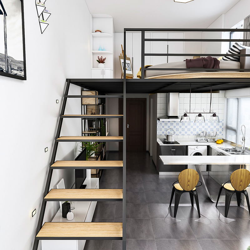 铁艺阁楼店铺隔层公寓复式二楼高架床仓储平台货架楼阁床吊床