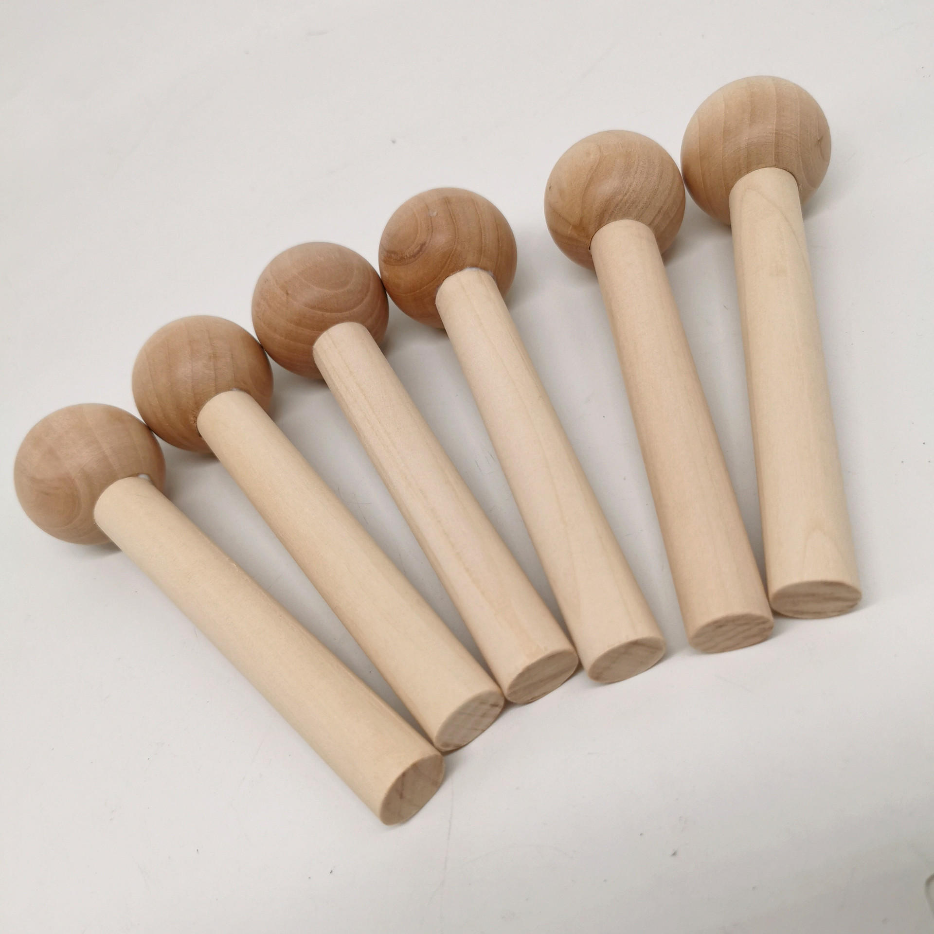 实木火柴棍挂钩火柴头圆木棒洞洞板实木圆球棒乐器敲打棒玩具木棒