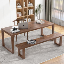 实木纯木头电脑桌简约桌子方形木质设计师办公桌椅家用书桌工作台