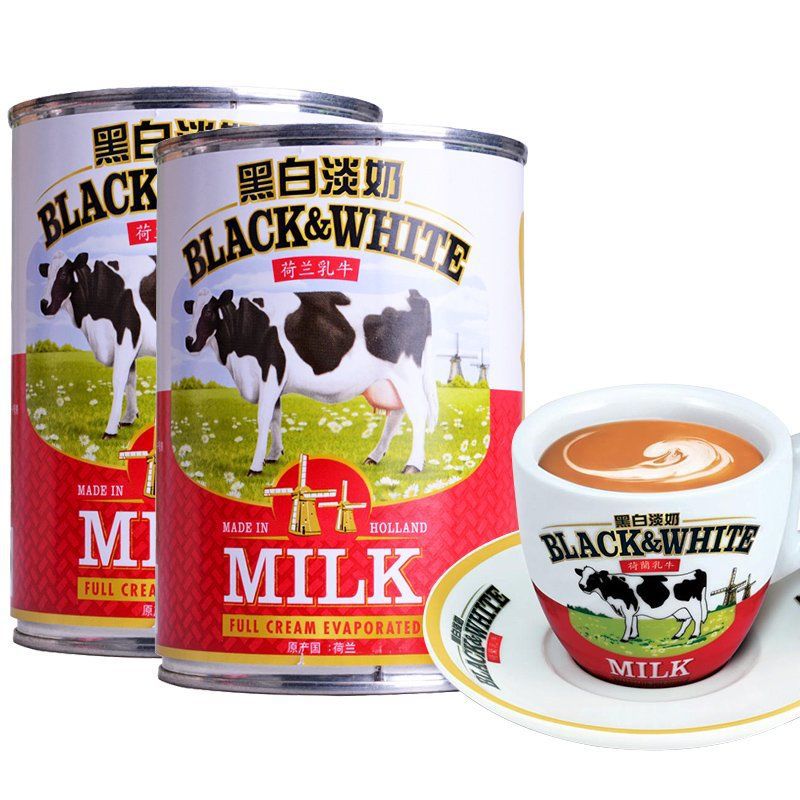 荷兰黑白淡奶00g罐全脂淡炼乳港式丝袜奶茶咖啡甜品原料一件批发