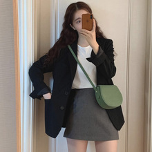 黑色西装外套女春秋2023新款韩版小西服套装设计感小众小个子上衣