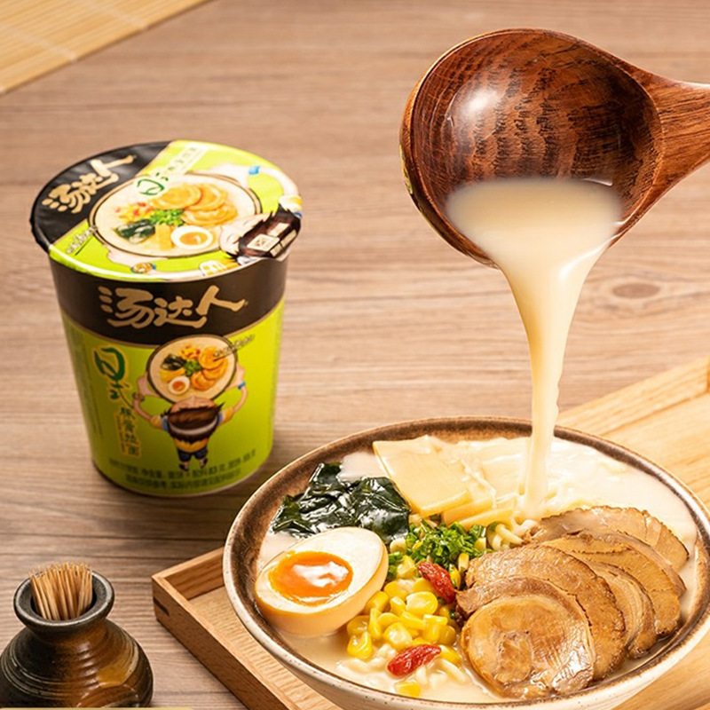 统一汤达人方便面日式豚骨拉面小杯桶泡面6杯装速食泡面