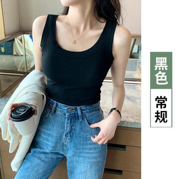 小吊带背心女夏外穿内搭法式别致打底衫白色宽带工字螺纹美背上衣