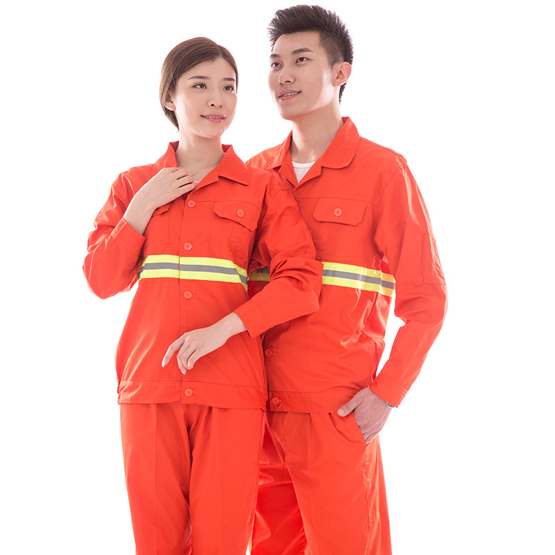 反光条短袖工作服套装男女夏季长袖工地工装劳保服环卫建筑服批发