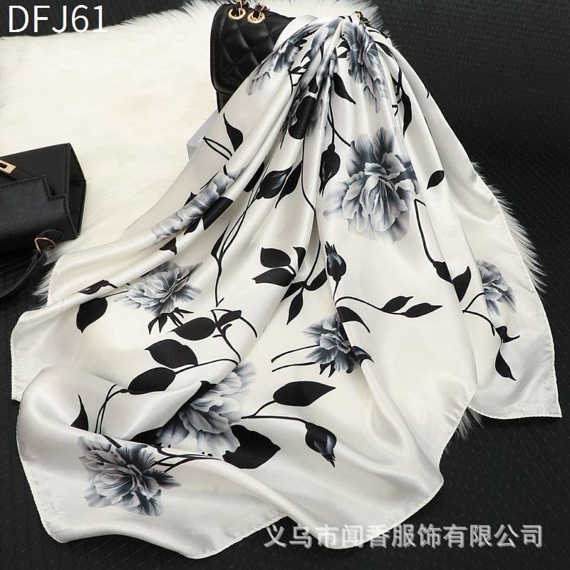 Tiktok Hot-Selling New Arrival 90 Satin Square Scarf Holiday Gift Silk Scarf for Women Spring and Summer All-Match Sun Protection Thin Headcloth