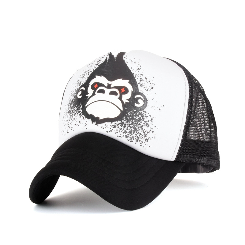 Summer Monkey Mesh Cap Men's and Women's Sun Hats Breathable Sun Hat Casual Baseball Cap Hip Hop Fashion Cartoon Peaked Cap