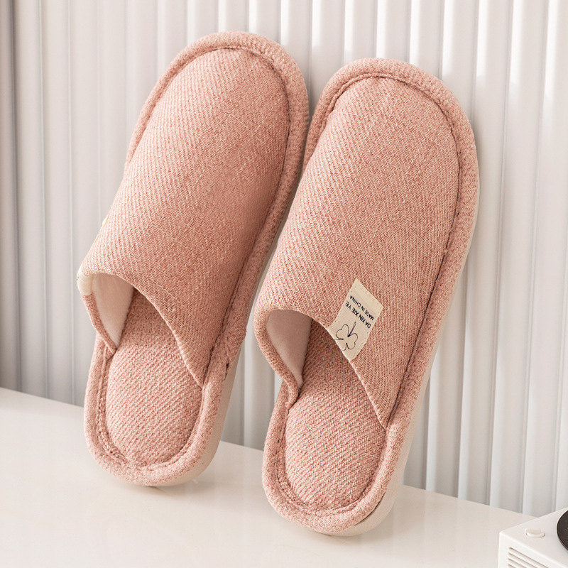 2022 New Cotton Slippers Spring, Autumn and Winter Four Seasons Indoor Platform Non-Slip Linen Floor Men and Women Couple Slippers