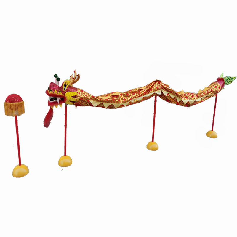 舞龙舞狮道具儿童龙头九节龙幼儿园舞台表演绸缎布龙超轻龙灯