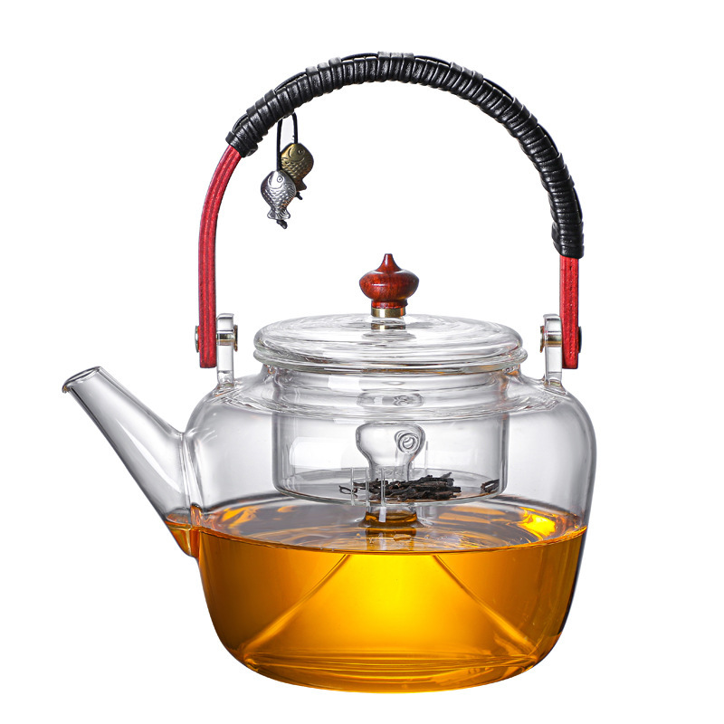 Japanese Heat-Resistant Glass Loop-Handled Teapot Thickened Steam Teapot Tea Brewing Pot Electric Ceramic Stove Pot Household Water Boiling Kettle Teapot