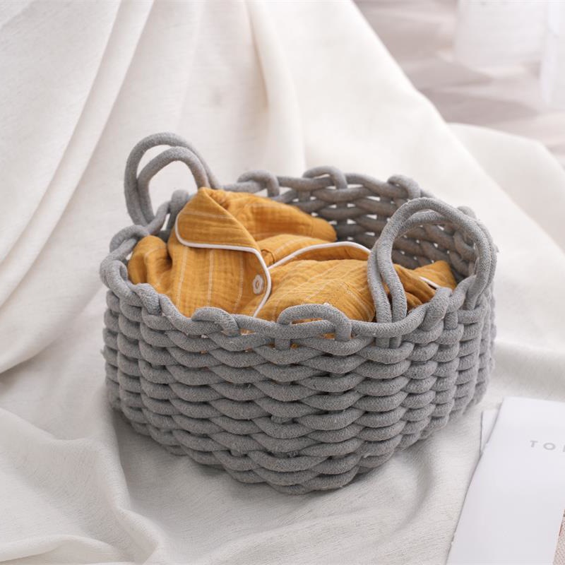 Nordic Instagram Style Hand-Knitted Cotton Rope Storage Basket Desktop Cosmetics Snacks Toy Key Storage Basket