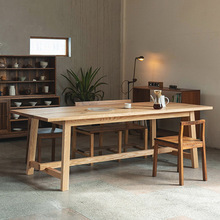 北欧实木餐桌椅组合现代简约日式原木大板桌客厅家用办公工作台