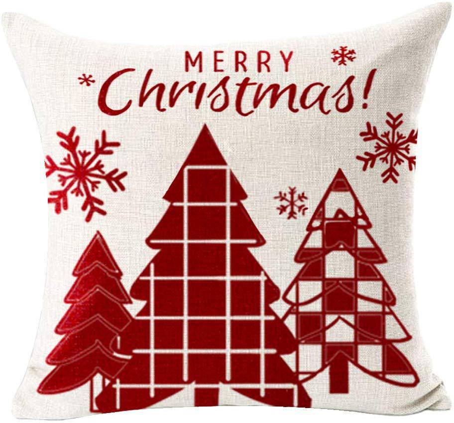 New Christmas Pillow Cover Red Letter Elk Printing Cushion Cover Cross-Border Wholesale Linen Pillow Cover